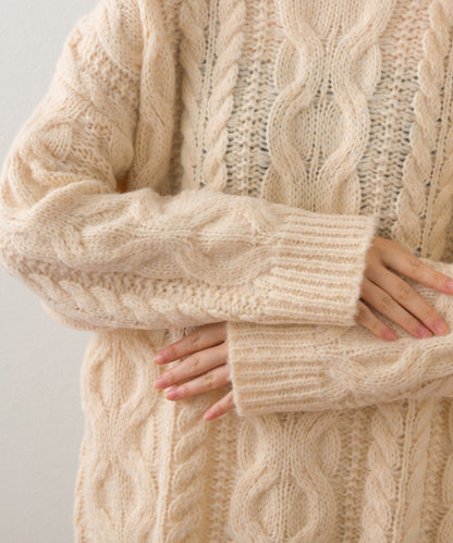 【OMNES】ローゲージアラン編オーバーシルエットニットプルオーバー【253W427OMN059】