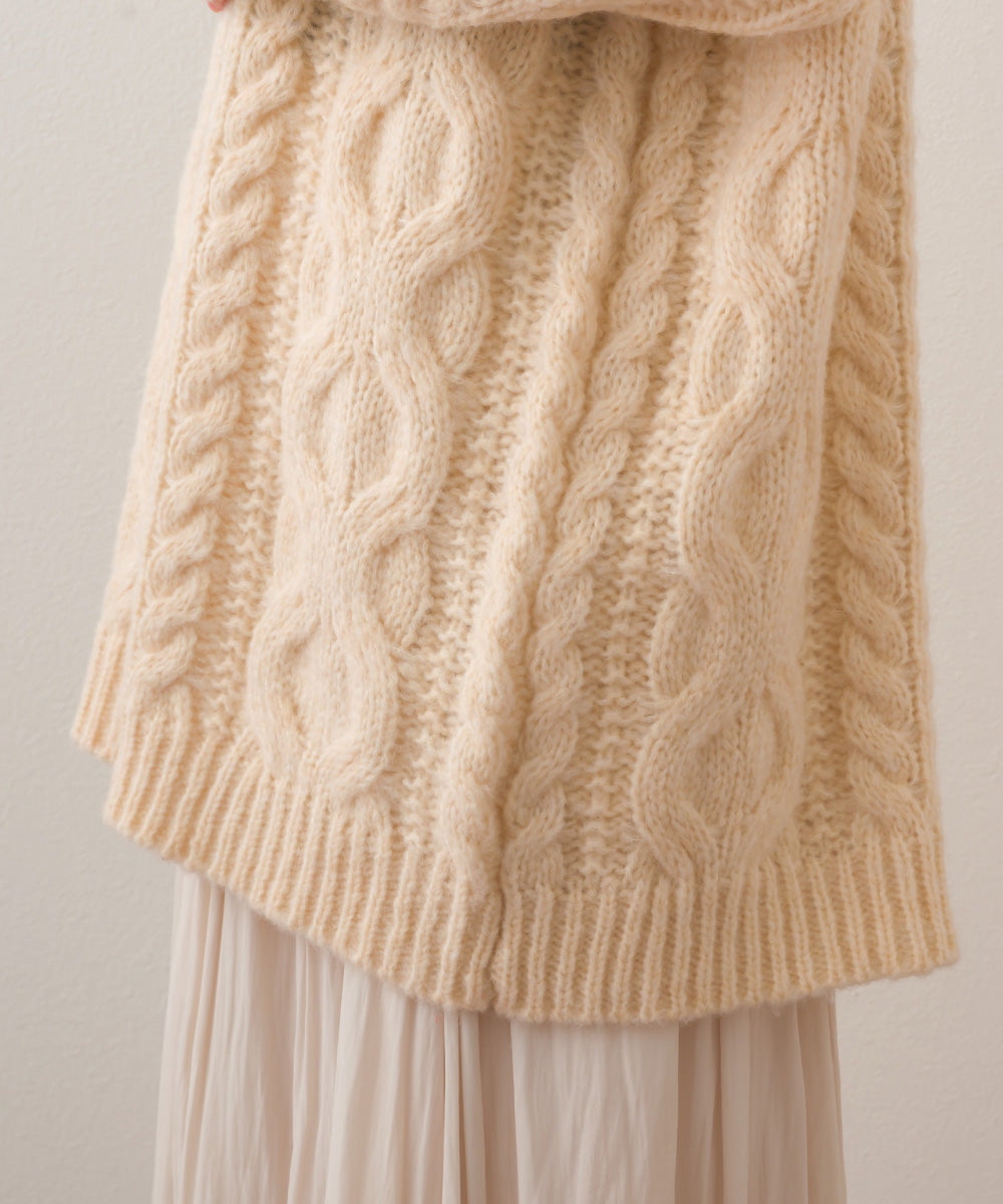 【OMNES】ローゲージアラン編オーバーシルエットニットプルオーバー【253W427OMN059】