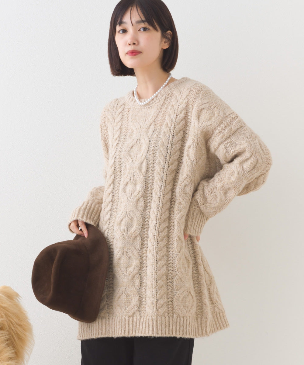 【OMNES】ローゲージアラン編オーバーシルエットニットプルオーバー【253W427OMN059】