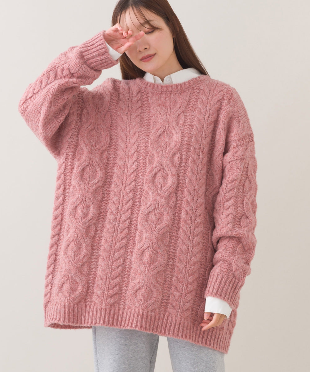 【OMNES】ローゲージアラン編オーバーシルエットニットプルオーバー【253W427OMN059】