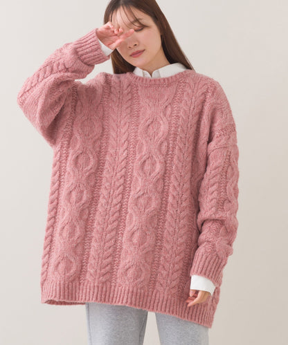 【OMNES】ローゲージアラン編オーバーシルエットニットプルオーバー【253W427OMN059】