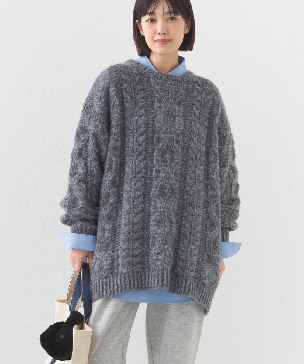【OMNES】ローゲージアラン編オーバーシルエットニットプルオーバー【253W427OMN059】