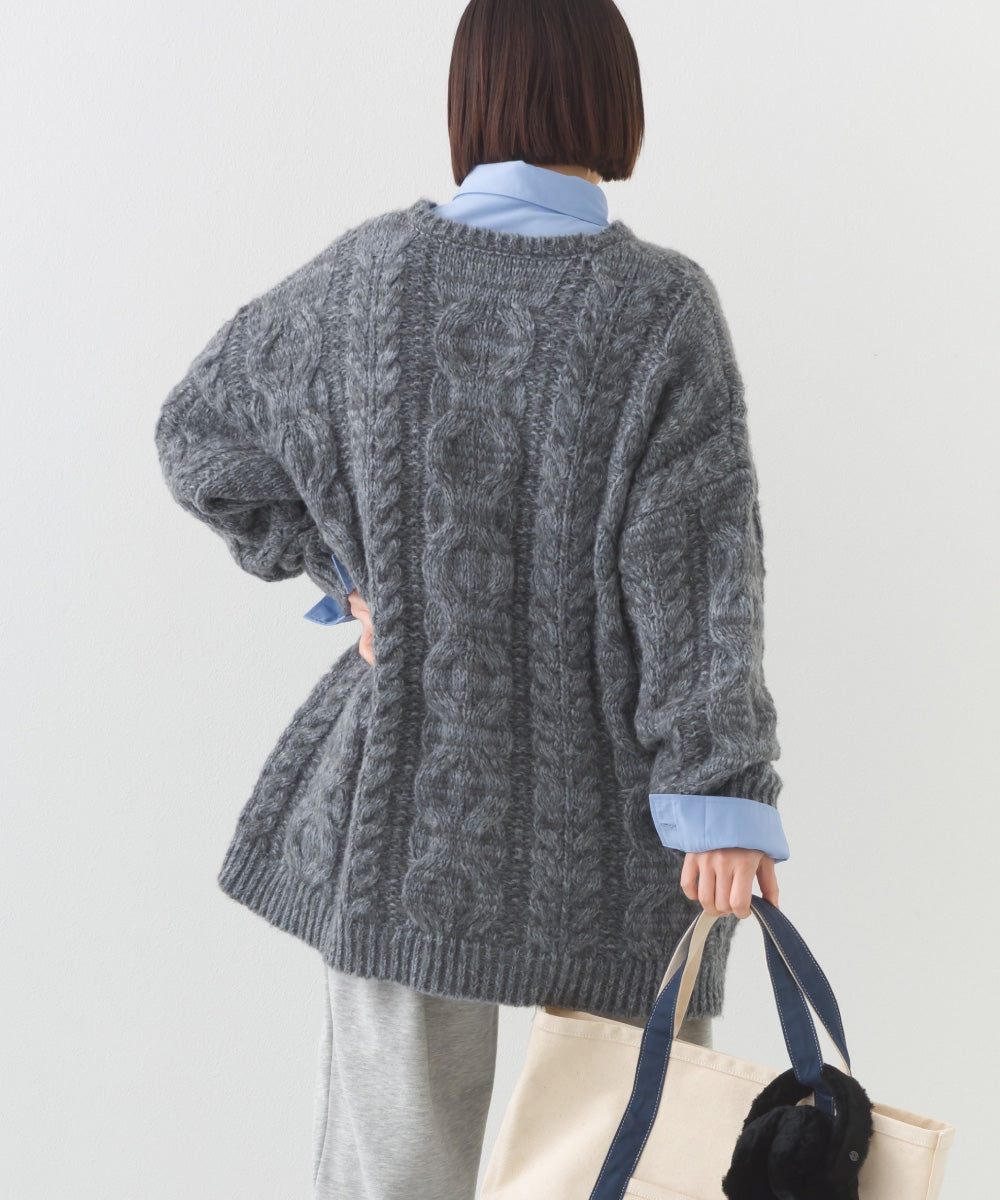 【OMNES】ローゲージアラン編オーバーシルエットニットプルオーバー【253W427OMN059】