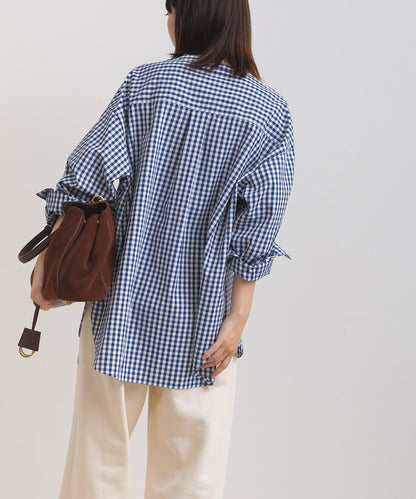 【OMNES】テックコットンバンドカラー長袖シャツ【253W427OMN069】