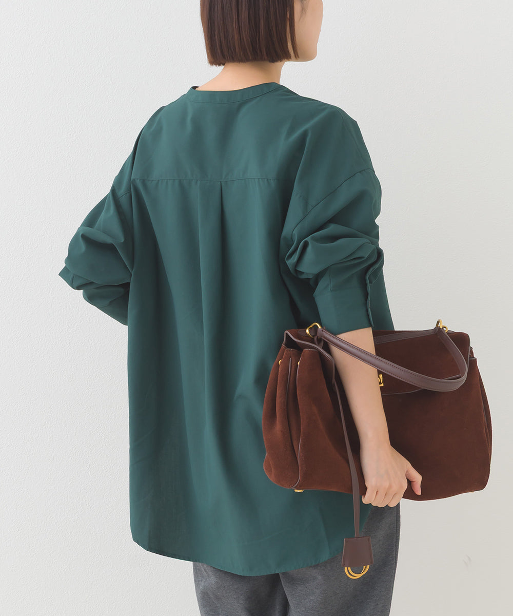 【OMNES】テックコットンバンドカラー長袖シャツ【253W427OMN069】