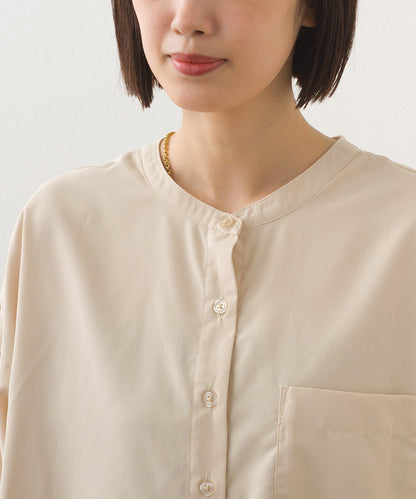 【OMNES】テックコットンバンドカラー長袖シャツ【253W427OMN069】