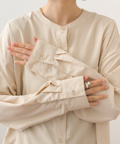 【OMNES】テックコットンバンドカラー長袖シャツ【253W427OMN069】
