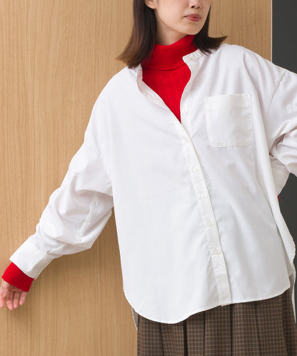 【OMNES】テックコットンバンドカラー長袖シャツ【253W427OMN069】