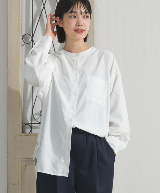 【OMNES】テックコットンバンドカラー長袖シャツ【253W427OMN069】