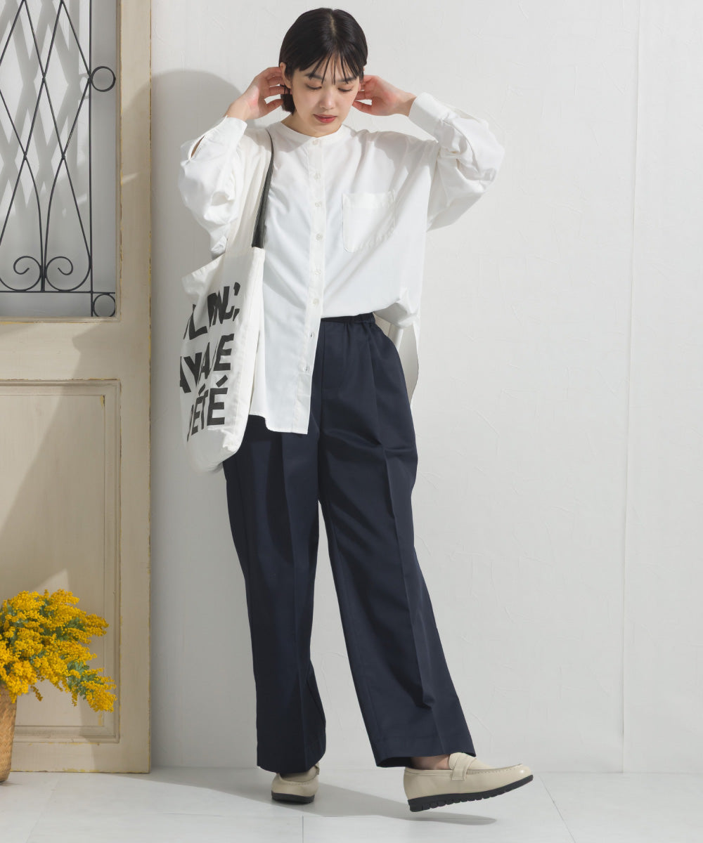 【OMNES】テックコットンバンドカラー長袖シャツ【253W427OMN069】