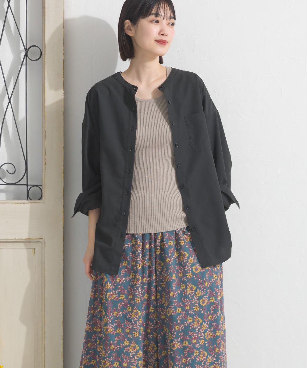 【OMNES】テックコットンバンドカラー長袖シャツ【253W427OMN069】