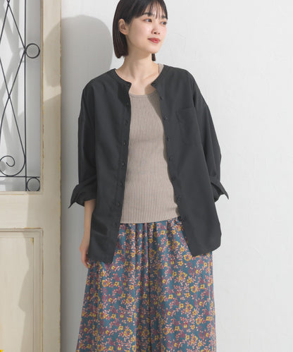 【OMNES】テックコットンバンドカラー長袖シャツ【253W427OMN069】