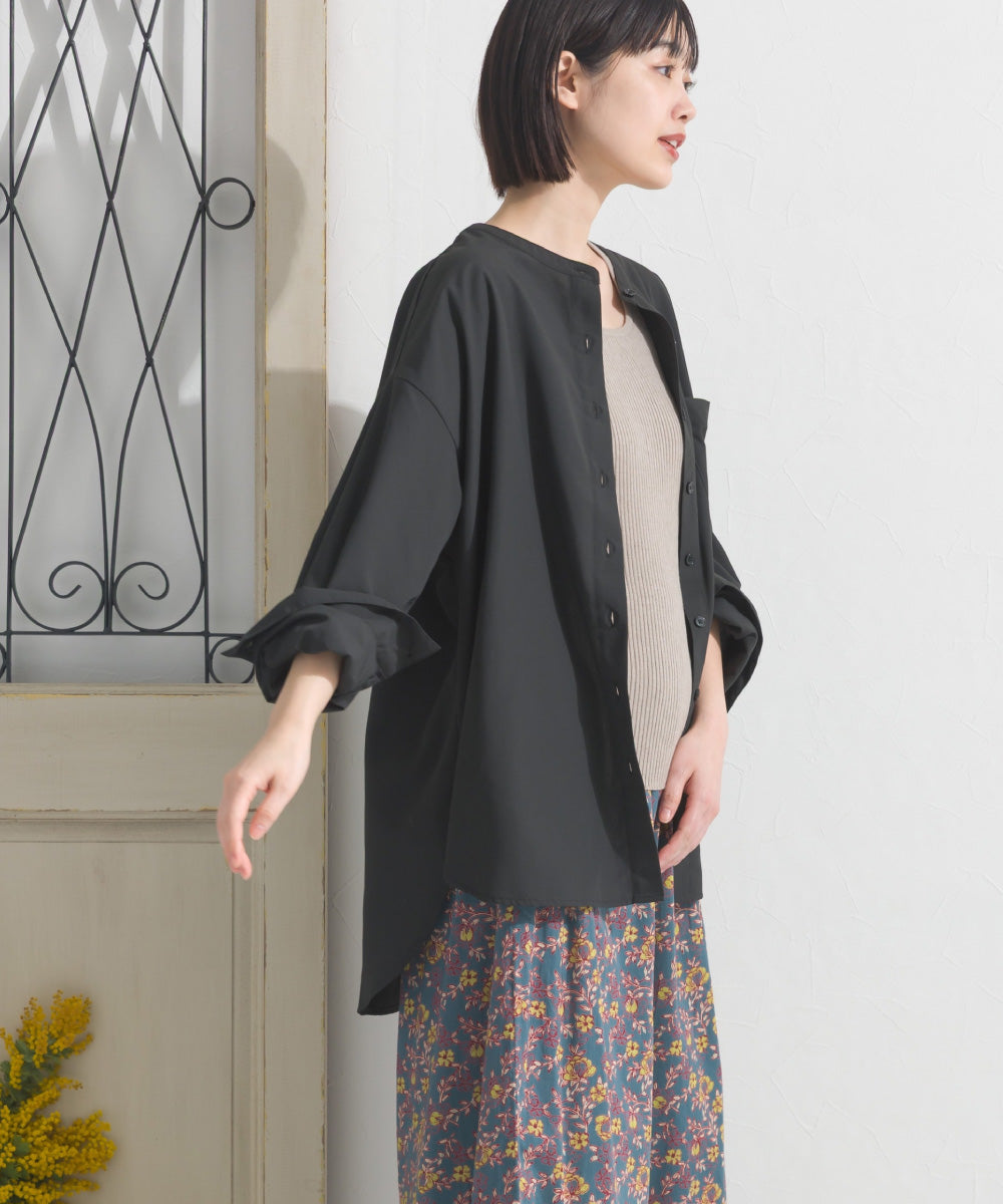 【OMNES】テックコットンバンドカラー長袖シャツ【253W427OMN069】