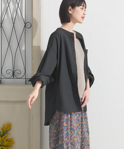 【OMNES】テックコットンバンドカラー長袖シャツ【253W427OMN069】