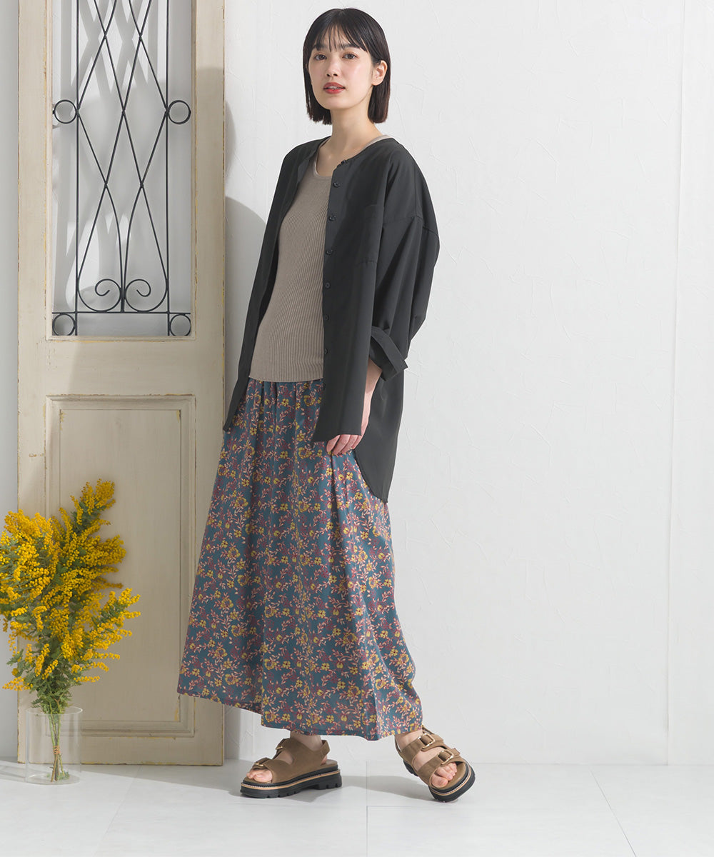 【OMNES】テックコットンバンドカラー長袖シャツ【253W427OMN069】
