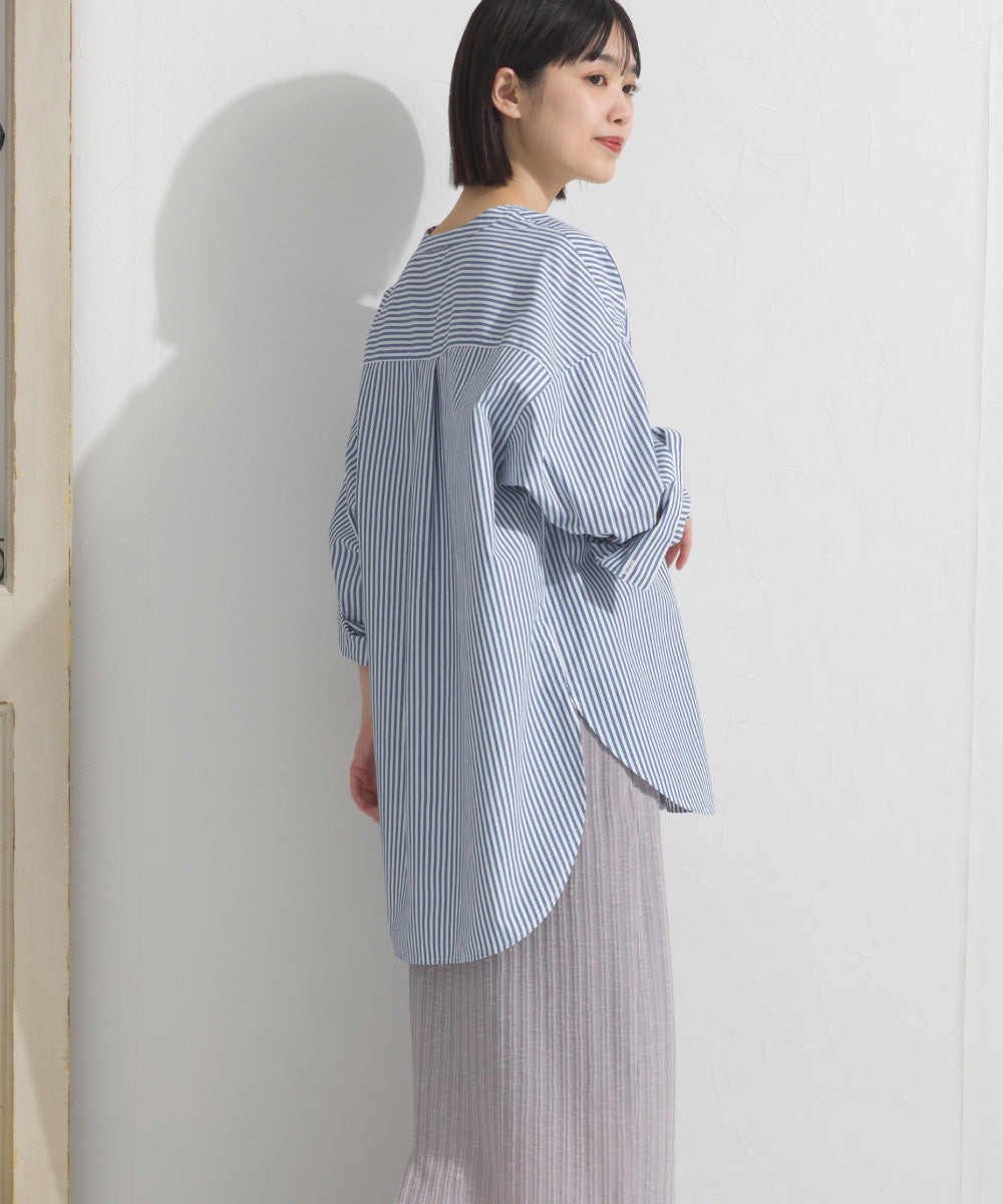 【OMNES】テックコットンバンドカラー長袖シャツ【253W427OMN069】