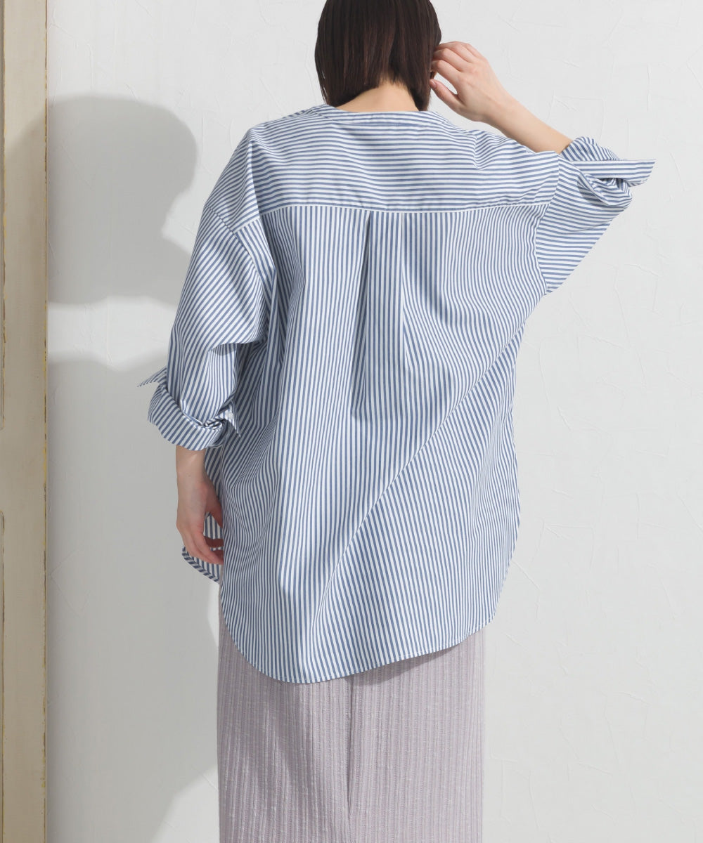 【OMNES】テックコットンバンドカラー長袖シャツ【253W427OMN069】