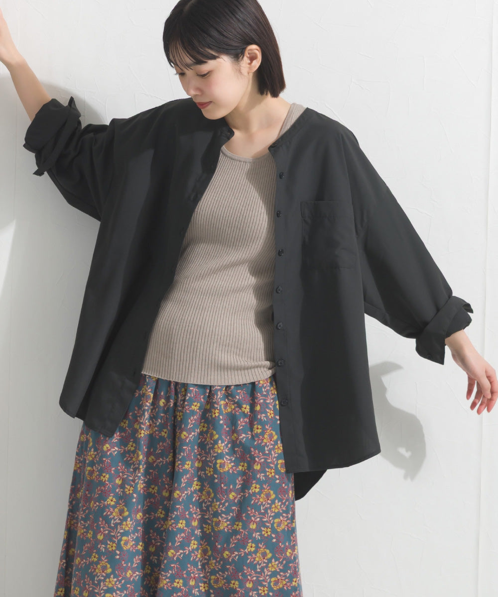 OMNES】テックコットンバンドカラー長袖シャツ【253W427OMN069】