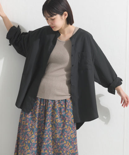 【OMNES】テックコットンバンドカラー長袖シャツ【253W427OMN069】