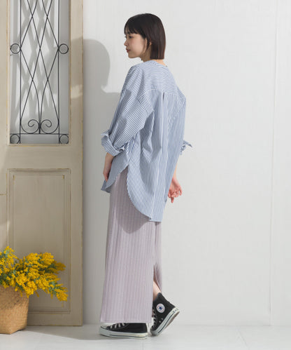 【OMNES】テックコットンバンドカラー長袖シャツ【253W427OMN069】