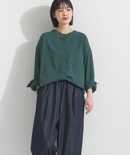 【OMNES】テックコットンバンドカラー長袖シャツ【253W427OMN069】