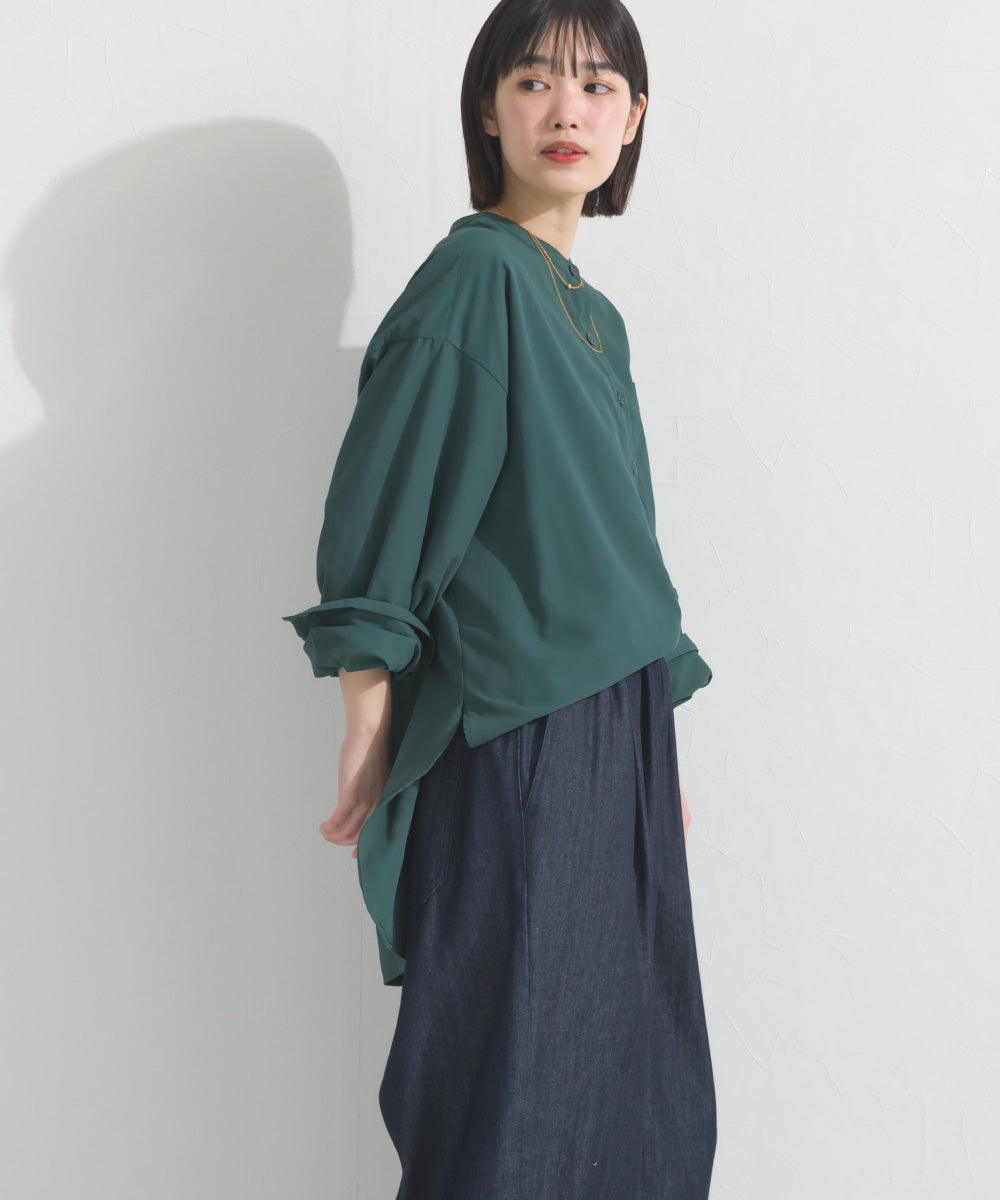 【OMNES】テックコットンバンドカラー長袖シャツ【253W427OMN069】