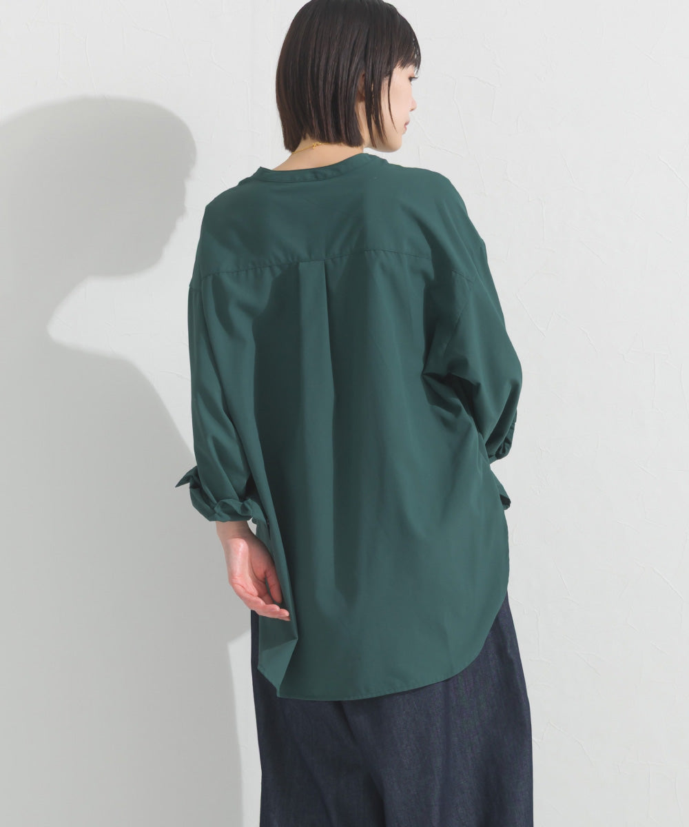 【OMNES】テックコットンバンドカラー長袖シャツ【253W427OMN069】