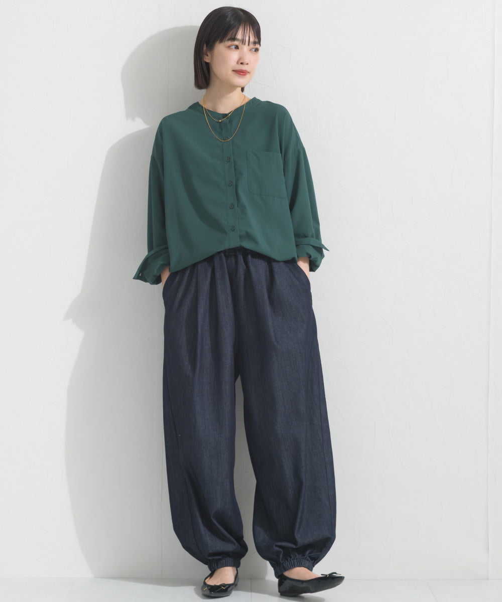 【OMNES】テックコットンバンドカラー長袖シャツ【253W427OMN069】