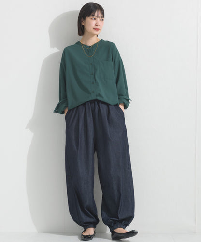 【OMNES】テックコットンバンドカラー長袖シャツ【253W427OMN069】