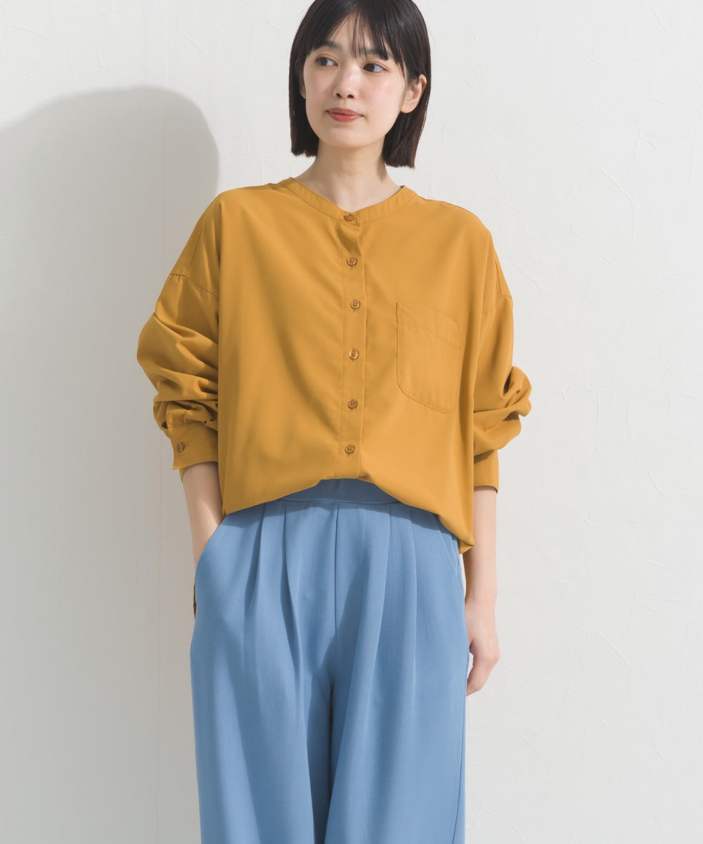 【OMNES】テックコットンバンドカラー長袖シャツ【253W427OMN069】