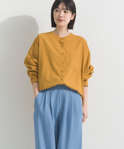【OMNES】テックコットンバンドカラー長袖シャツ【253W427OMN069】