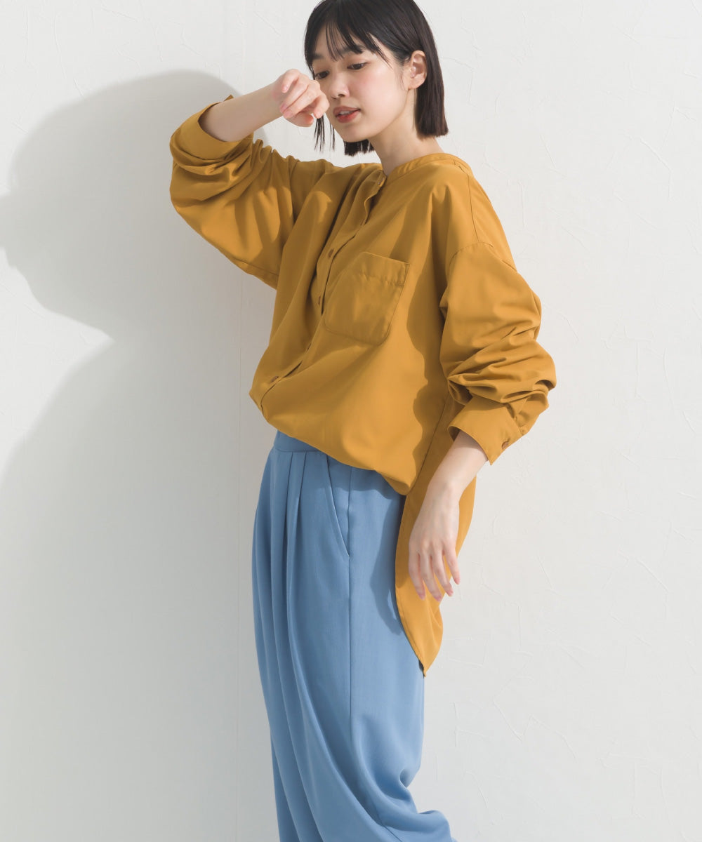 【OMNES】テックコットンバンドカラー長袖シャツ【253W427OMN069】