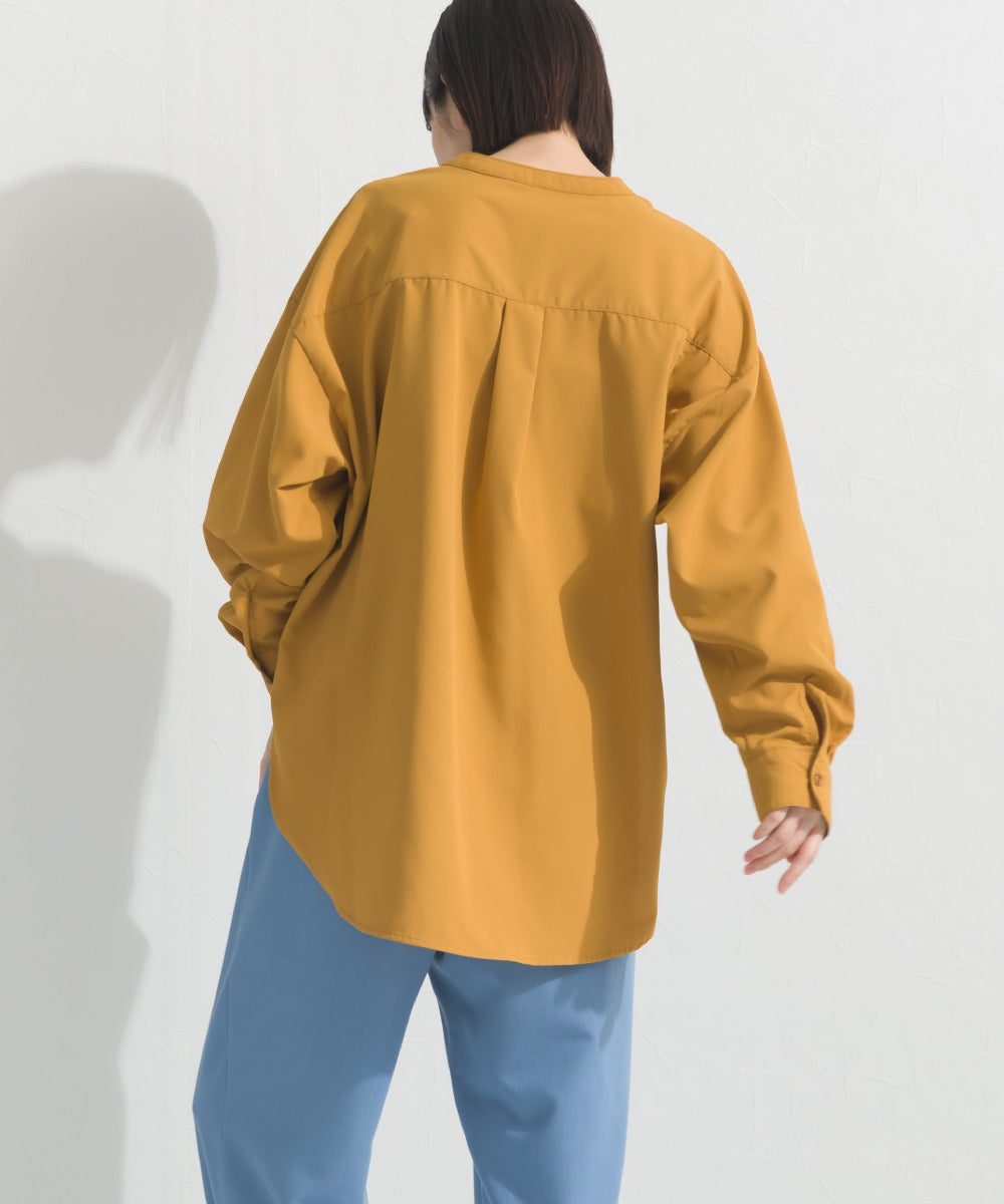 【OMNES】テックコットンバンドカラー長袖シャツ【253W427OMN069】