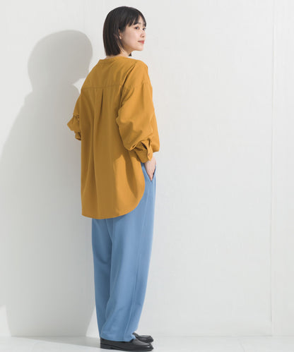 【OMNES】テックコットンバンドカラー長袖シャツ【253W427OMN069】