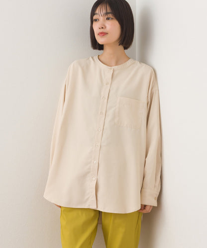 【OMNES】テックコットンバンドカラー長袖シャツ【253W427OMN069】