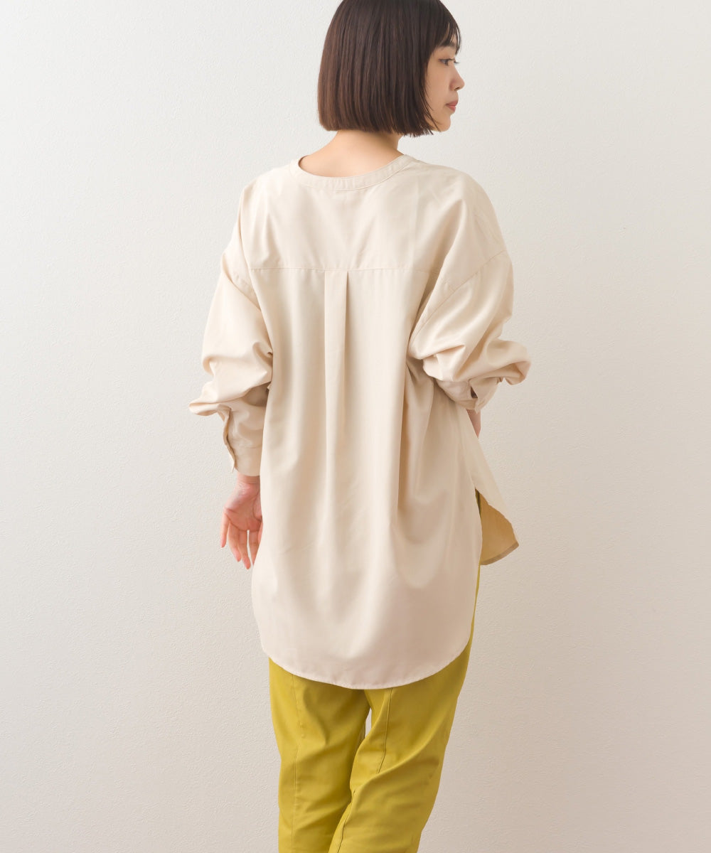 【OMNES】テックコットンバンドカラー長袖シャツ【253W427OMN069】