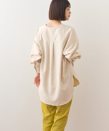 【OMNES】テックコットンバンドカラー長袖シャツ【253W427OMN069】