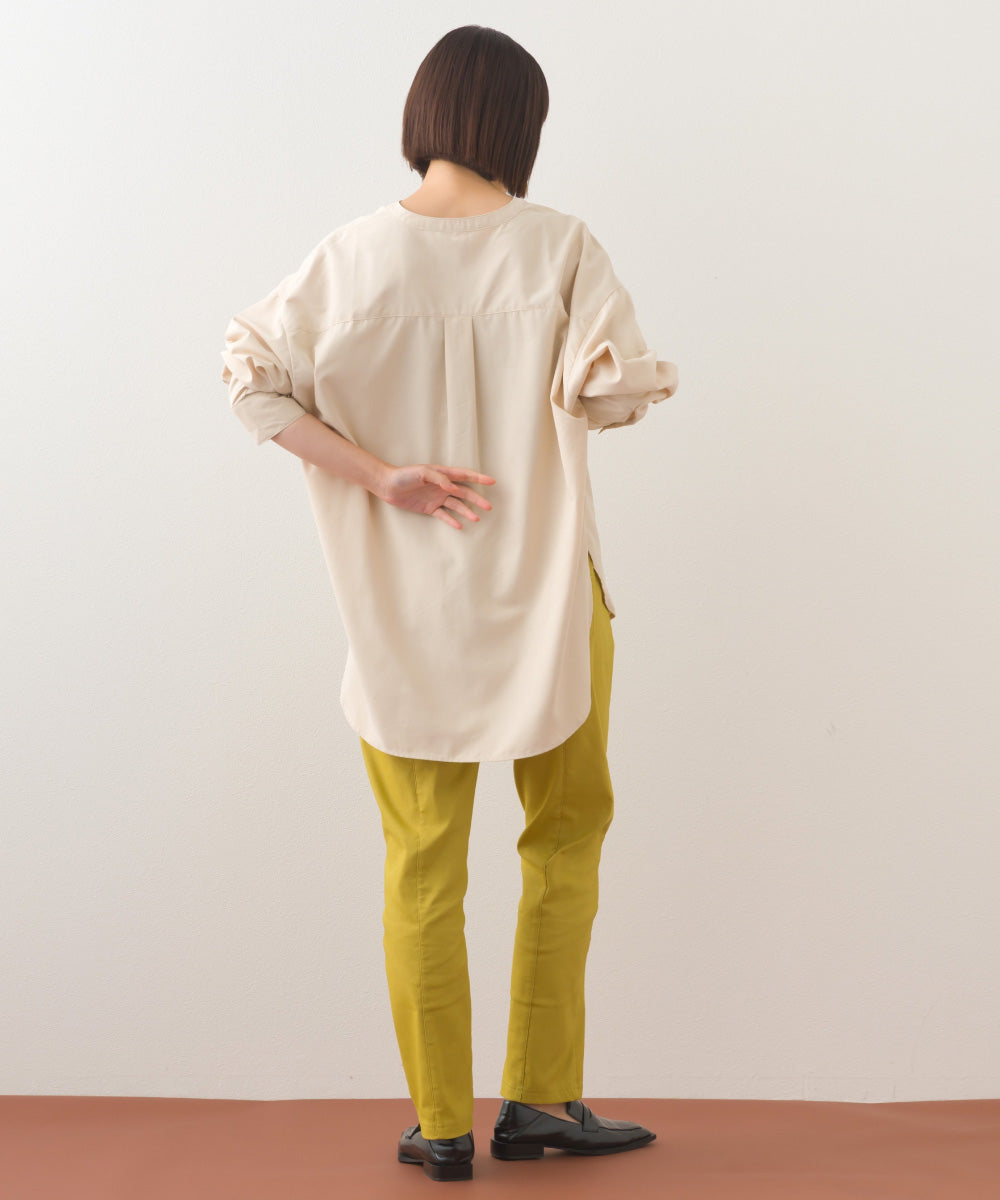 【OMNES】テックコットンバンドカラー長袖シャツ【253W427OMN069】