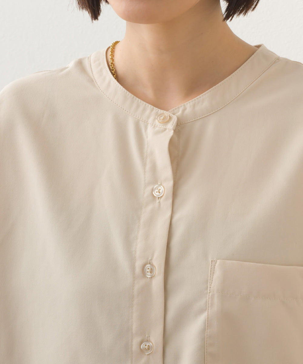 【OMNES】テックコットンバンドカラー長袖シャツ【253W427OMN069】