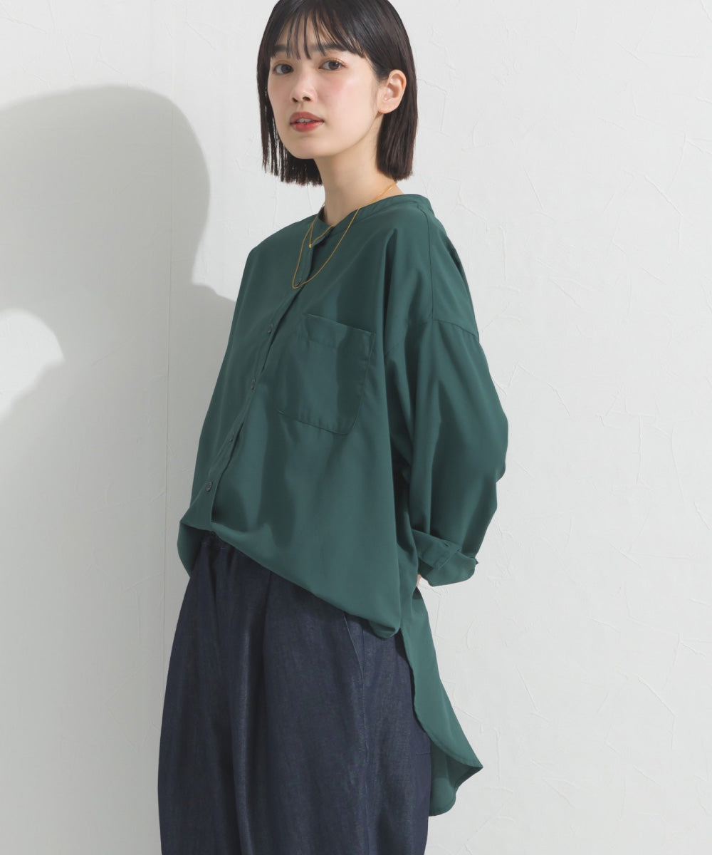 【OMNES】テックコットンバンドカラー長袖シャツ【253W427OMN069】