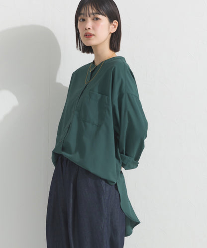 【OMNES】テックコットンバンドカラー長袖シャツ【253W427OMN069】
