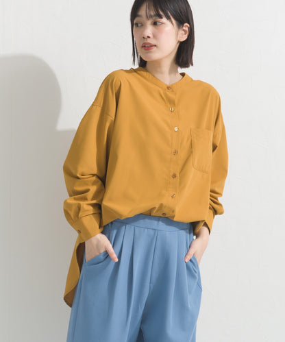 【OMNES】テックコットンバンドカラー長袖シャツ【253W427OMN069】