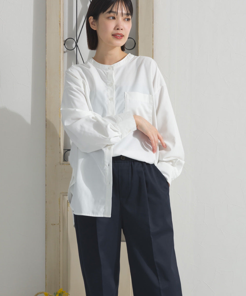 【OMNES】テックコットンバンドカラー長袖シャツ【253W427OMN069】