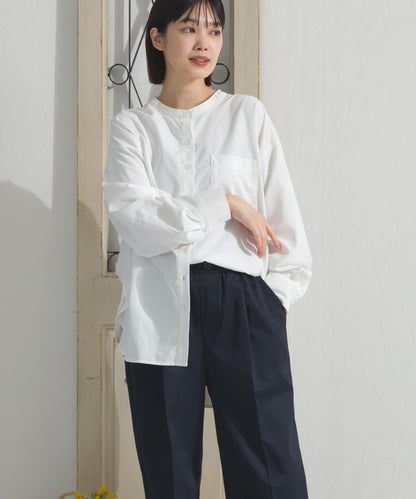 【OMNES】テックコットンバンドカラー長袖シャツ【253W427OMN069】
