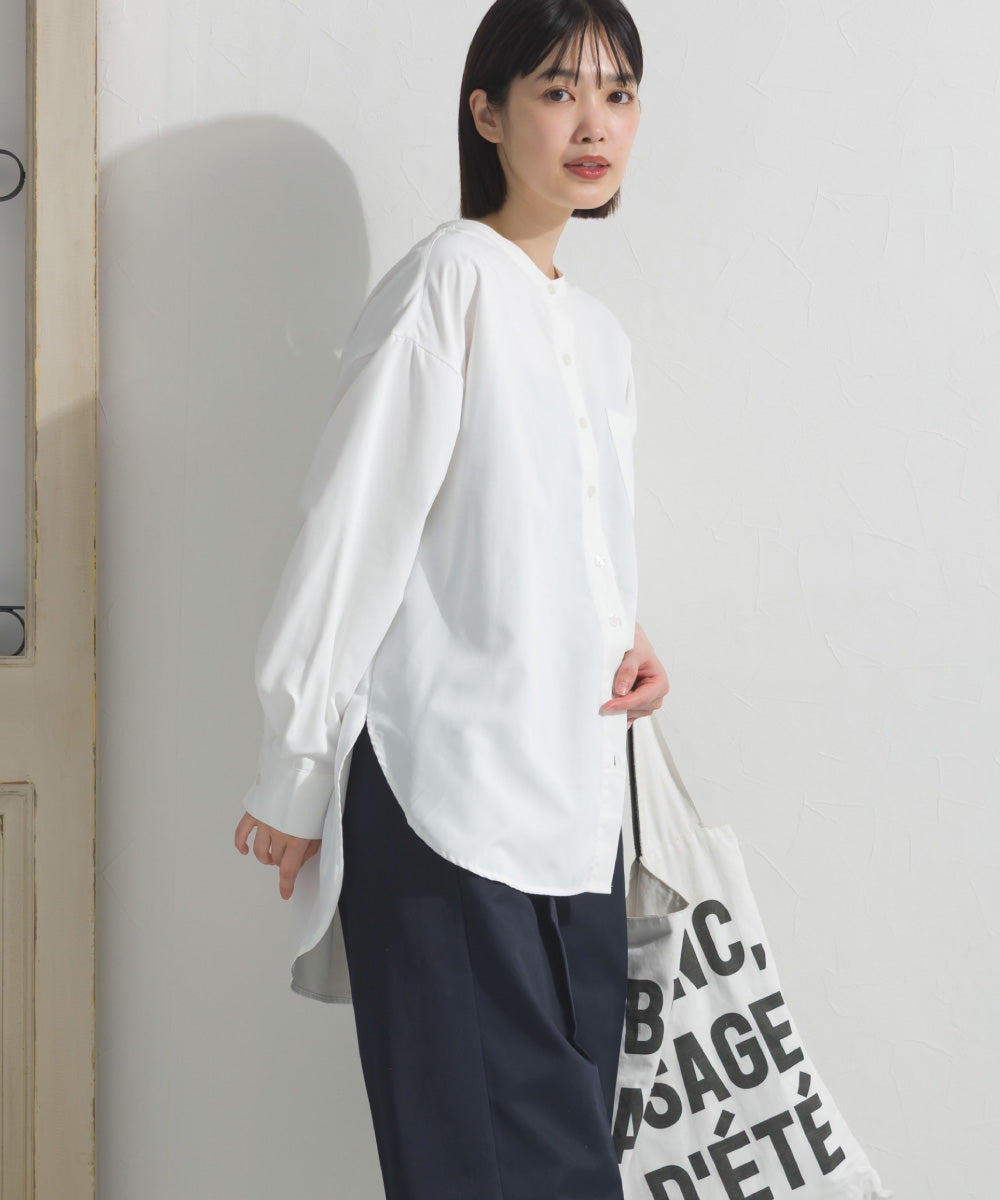 【OMNES】テックコットンバンドカラー長袖シャツ【253W427OMN069】