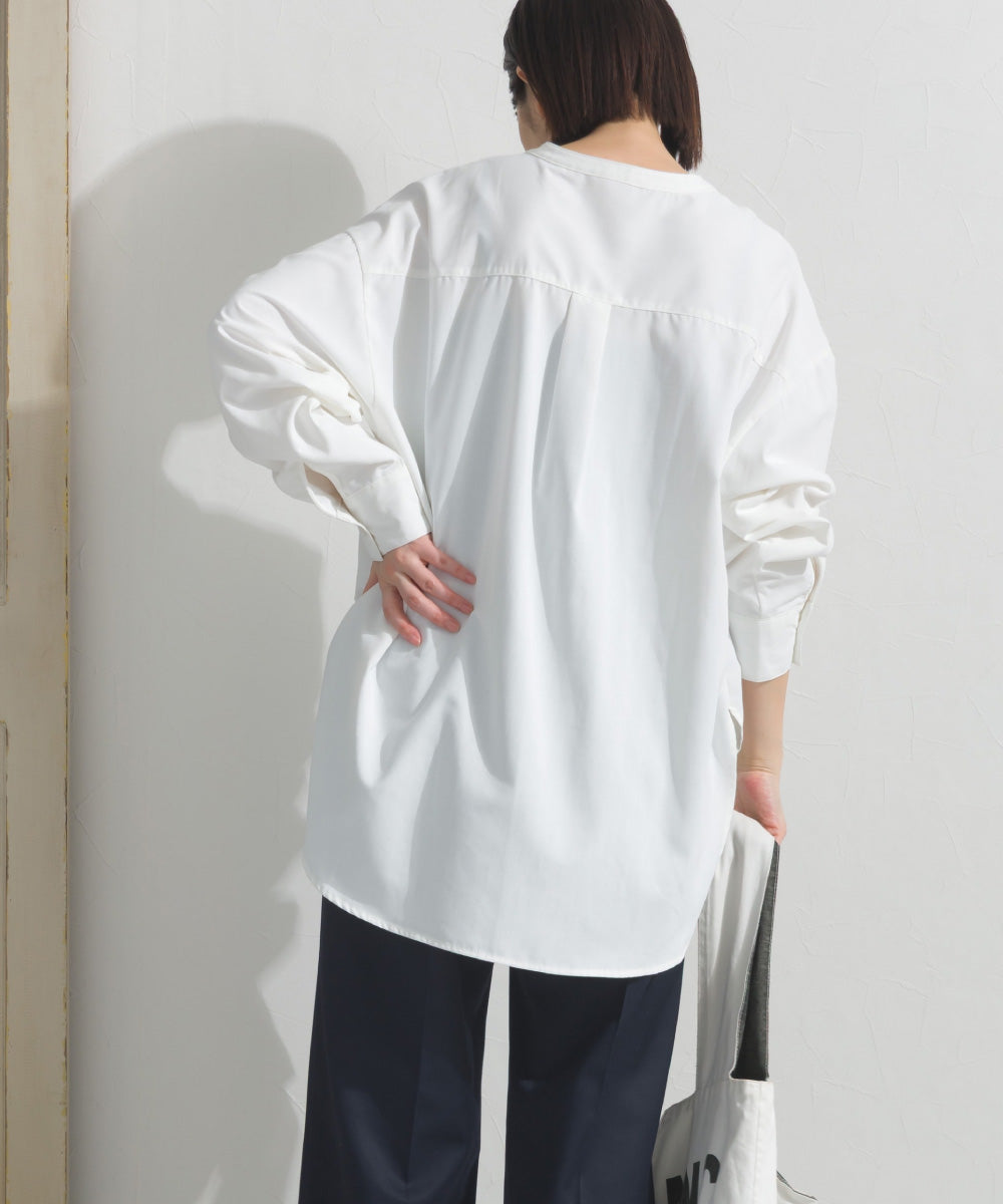 【OMNES】テックコットンバンドカラー長袖シャツ【253W427OMN069】