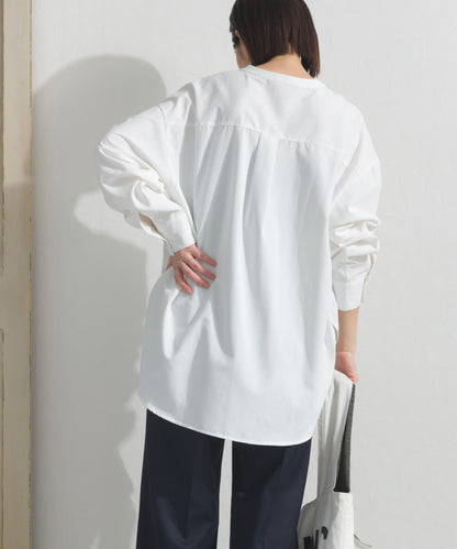 【OMNES】テックコットンバンドカラー長袖シャツ【253W427OMN069】