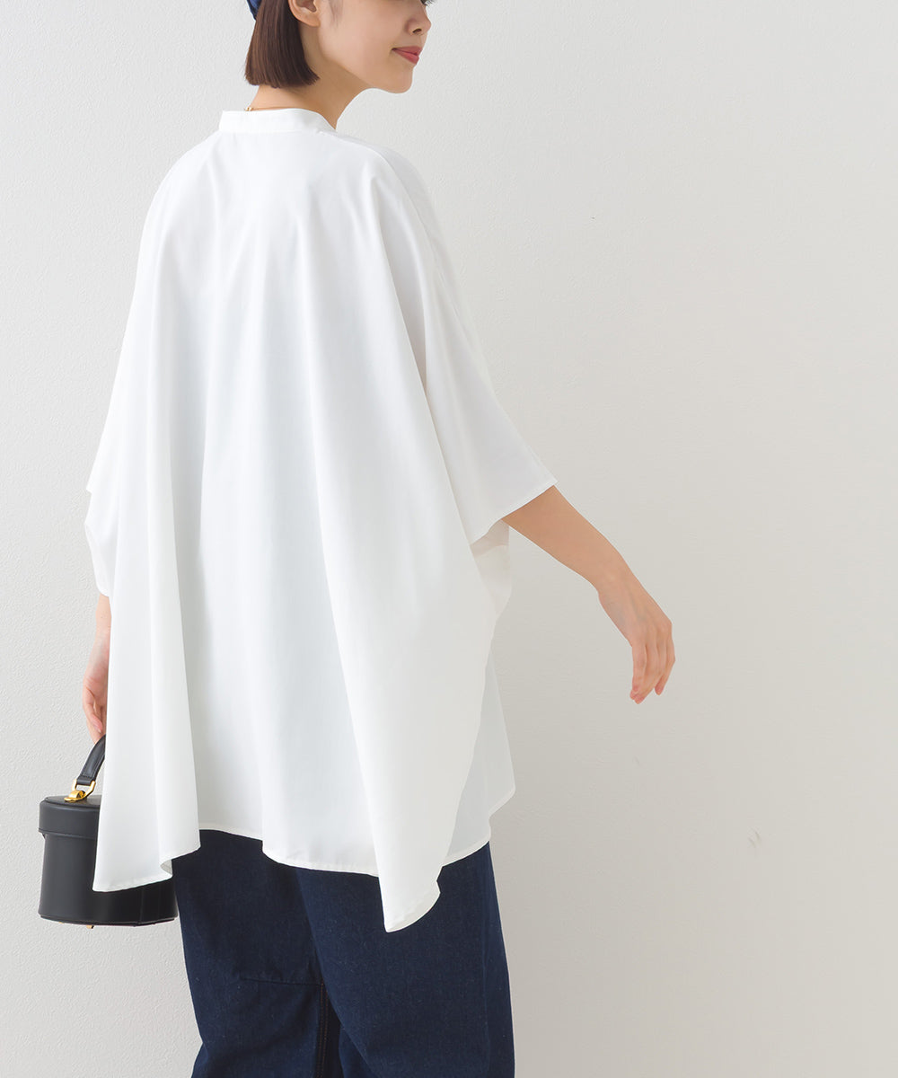 【OMNES】テックコットンワイドシルエットポンチョシャツブラウス【253W427OMN071】