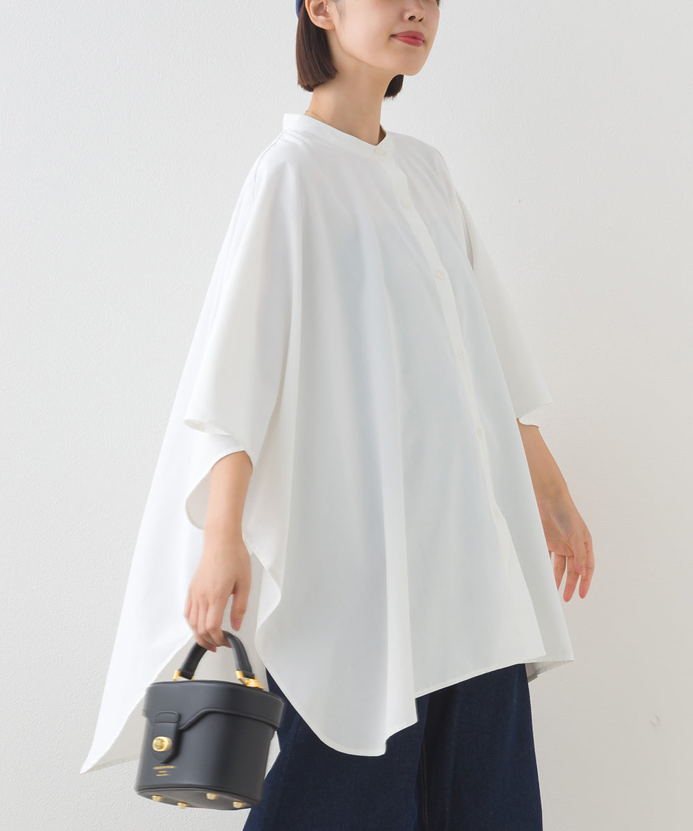 【OMNES】テックコットンワイドシルエットポンチョシャツブラウス【253W427OMN071】