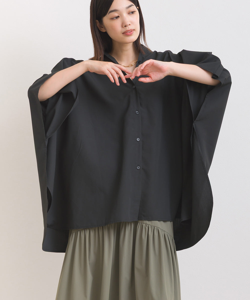 【OMNES】テックコットンワイドシルエットポンチョシャツブラウス【253W427OMN071】